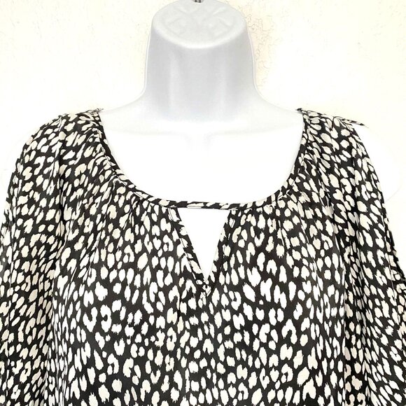 Express Women's Black and White Relaxed Fit Cold Shoulder Blouse Top Size XS/TP - Picture 4 of 9